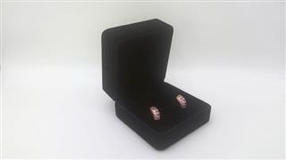 Pink Sapphire Gold-Stone Earrings 14K Yellow Gold 2.52g